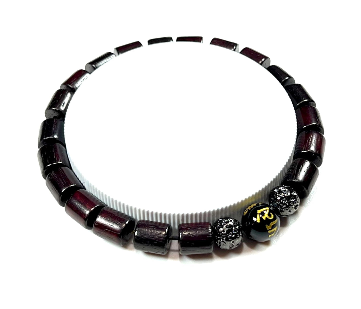 Rosewood, Obsidian & Lava Stretch Bracelet | ARANYA Collection