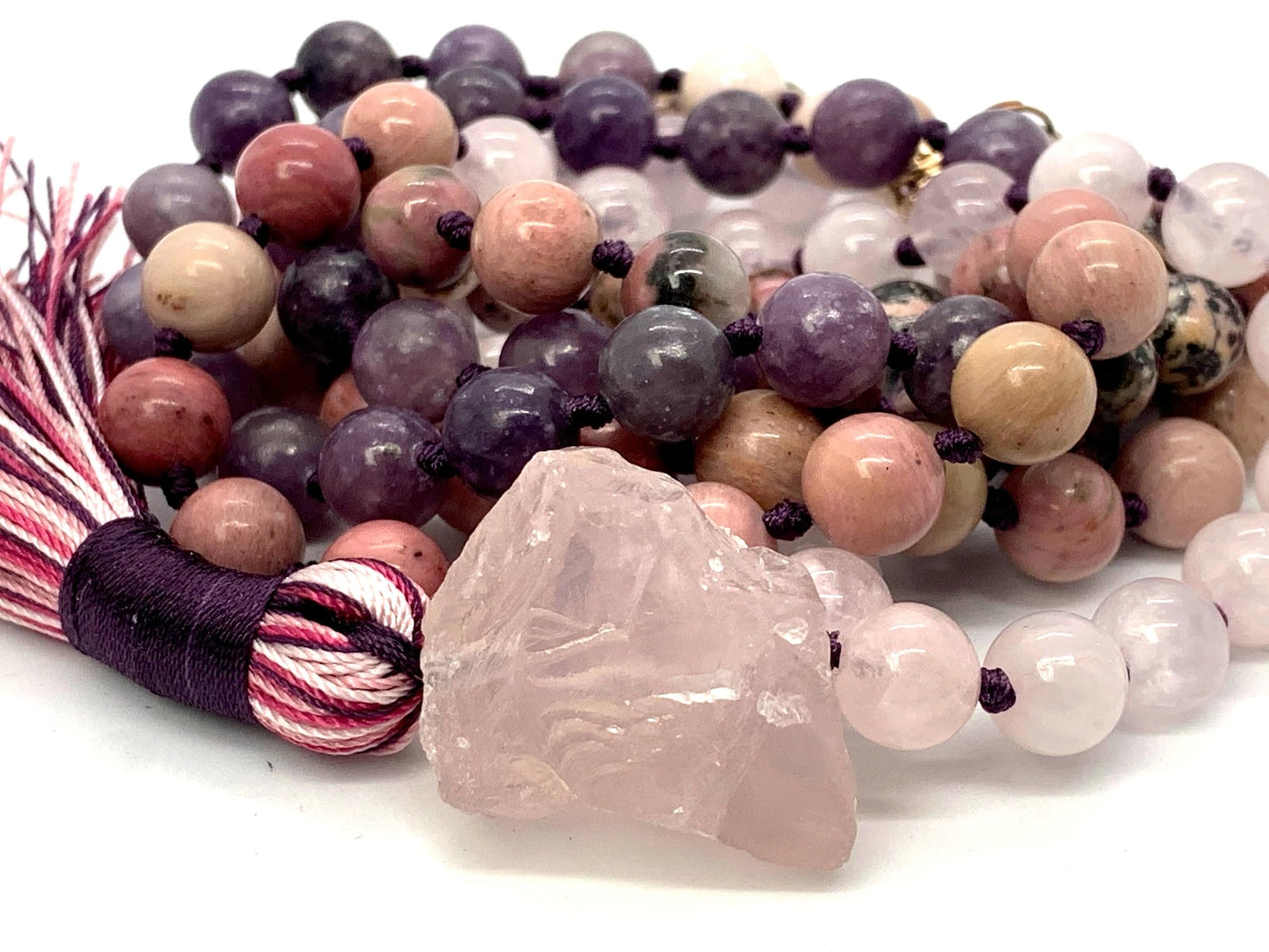 LUCEM Charoite Mala Necklace | Heart Healing & Spiritual Growth | Heart Chakra | February Birthstone
