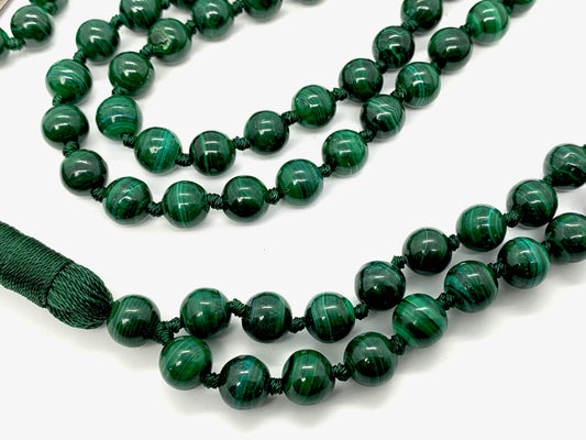 Hand-Knotted Malachite Mala Necklace | 108 Beads | GAIA Collection