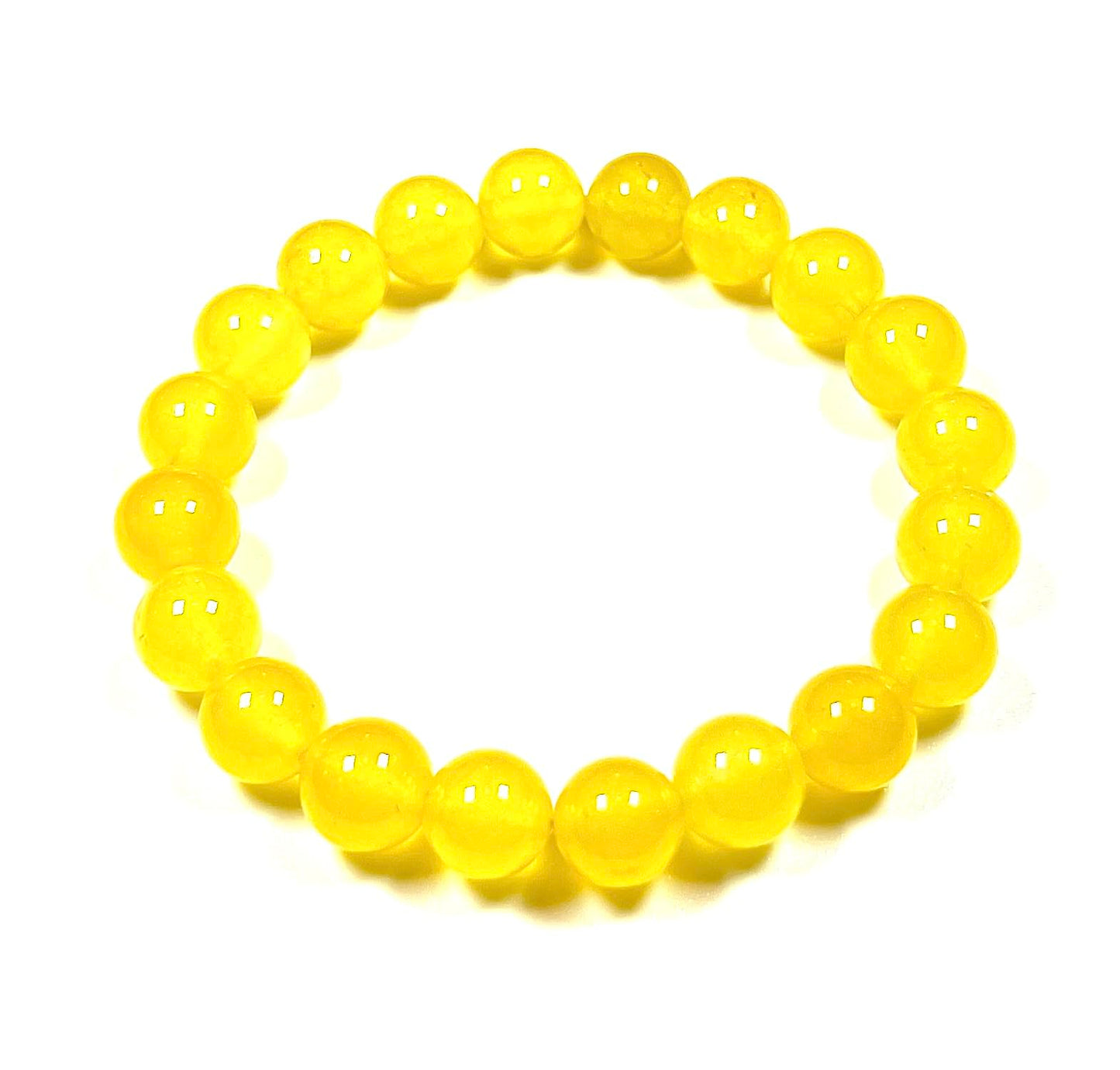 Attract Joy & Confidence: Yellow Jade Stretch Bracelet (10mm Beads) - Leo Birthstone & Solar Plexus Chakra Balance