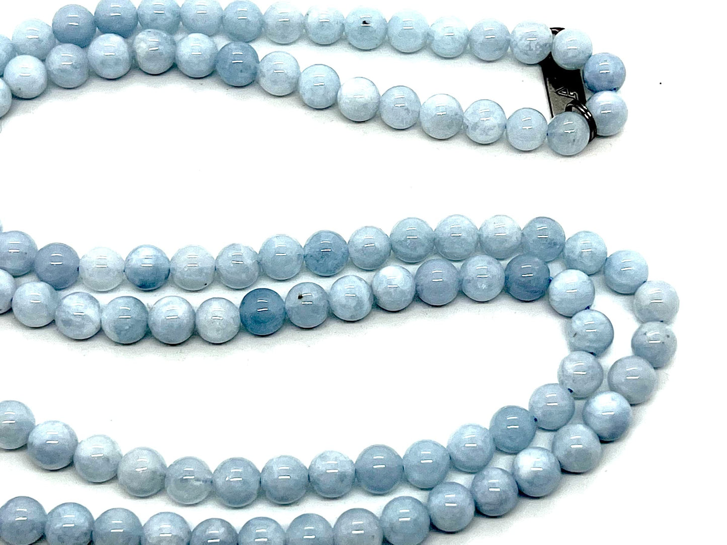 AURA Aquamarine & Black Onyx Mala Necklace | 108 Hand-Knotted Beads for Clarity, Grounding & Compassion | Throat & Root Chakra | Pisces Birthstone | Handmade in USA