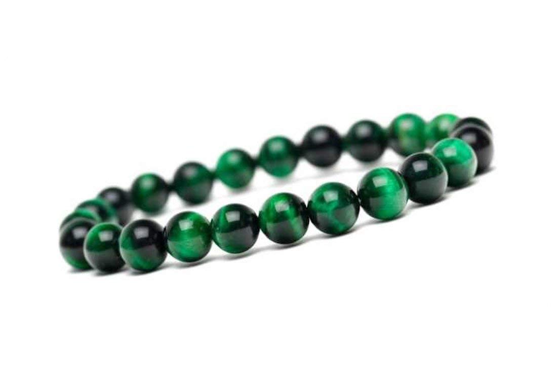 Handmade Gem Awake Your Kundalini || Semi Precious Gemstone || Round Beads Stretch Bracelet || 7" Unisex Bracelet (Green Tiger Eye)