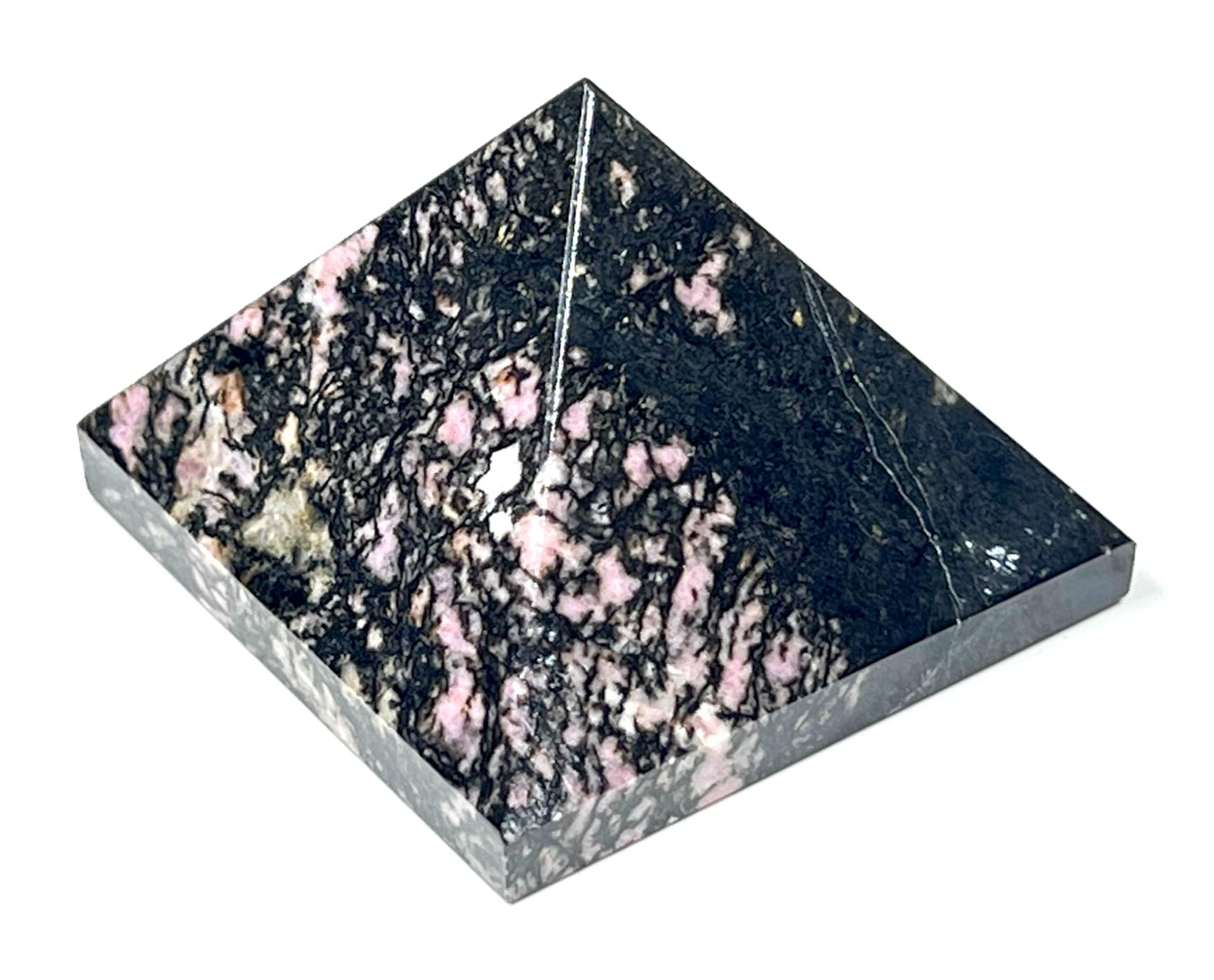 Rhodonite Crystal Pyramid | 2-Inch Heart Healing Stone | TATTVA Collection