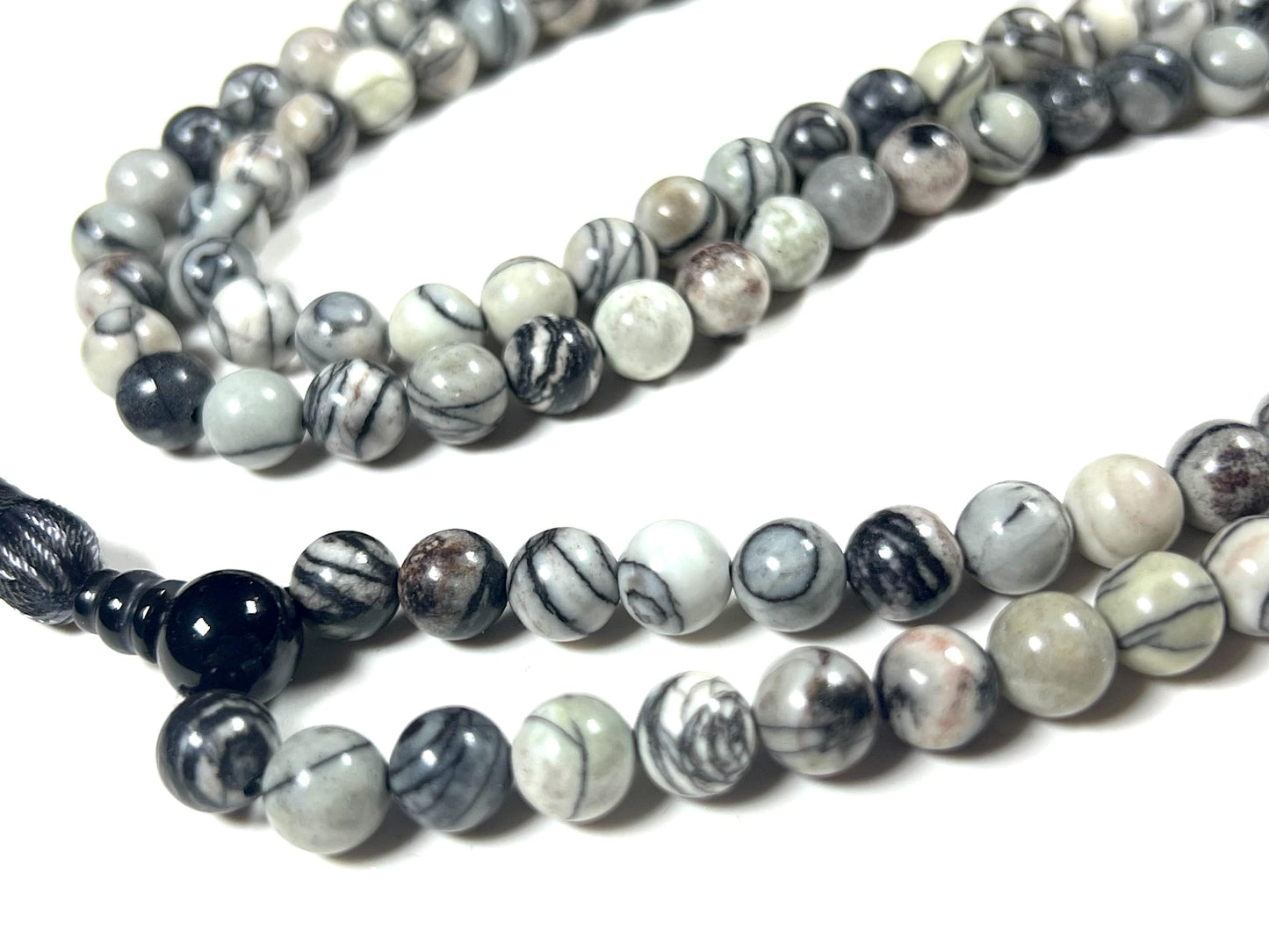 Handmade Natural Netstone Jasper Mala Beads Necklace | 8mm | 108 Beads | Earth Energy Mala | Aries Birthstone & Root Chakra