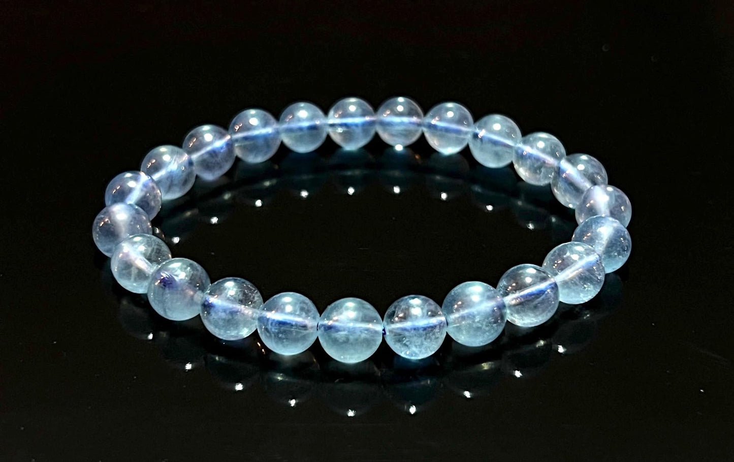 Serenity in Every Strand: Aquamarine Stretch Bracelet - March Birthstone, Pisces Astrological Sign, Throat Chakra