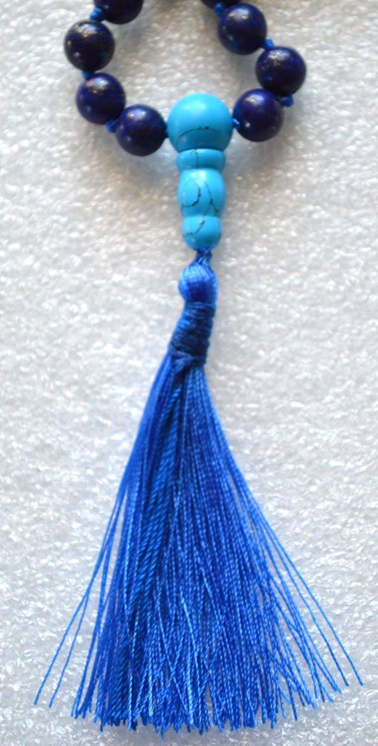 Hand Knotted Lapis Lazuli Mala Necklace - 6mm Bead Size - Birthstone Sagittarius Sun Sign - Astrological Sign Pisces - Third Eye Chakra