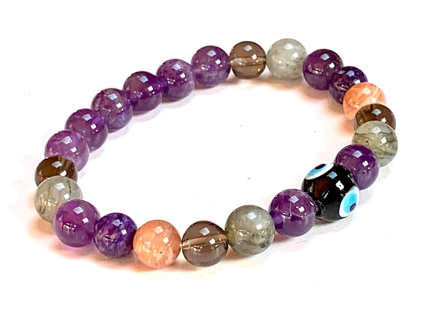 AWAKEN YOUR KUNDALINI Crystal of Strength Stretch Bracelet, Crown, Solar Plexus, Third Eye, Root Chakra, Leo Birthstone