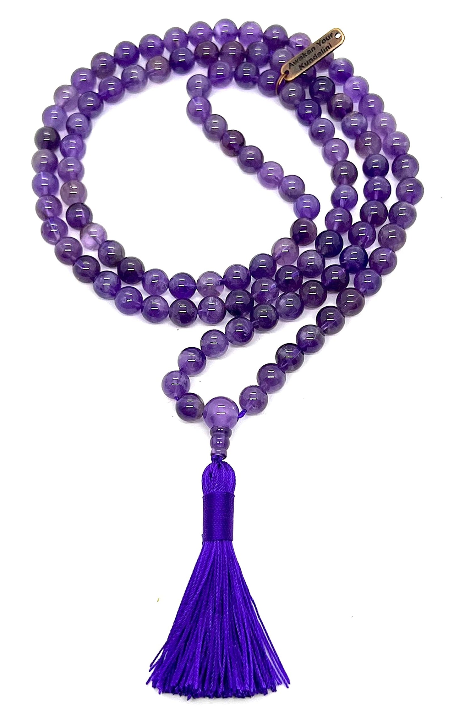 Elevate Your Everyday: Amethyst Mala Necklace, Pisces Birthstone for February March - Third Eye and Crown Chakra