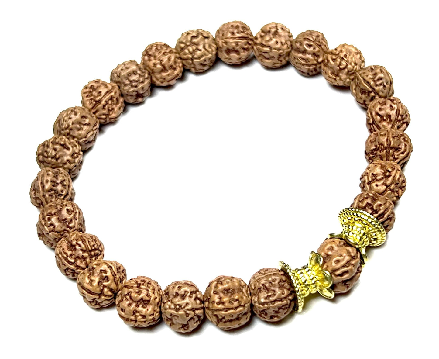 AWAKEN YOUR KUNDALINI Rudraksha Stretch Bracelet - AAA Grade 8mm Chikna Pathri Rudraksh Beads - Cultivate Strength & Stability - Universal Birthstone & Root Chakra Balance