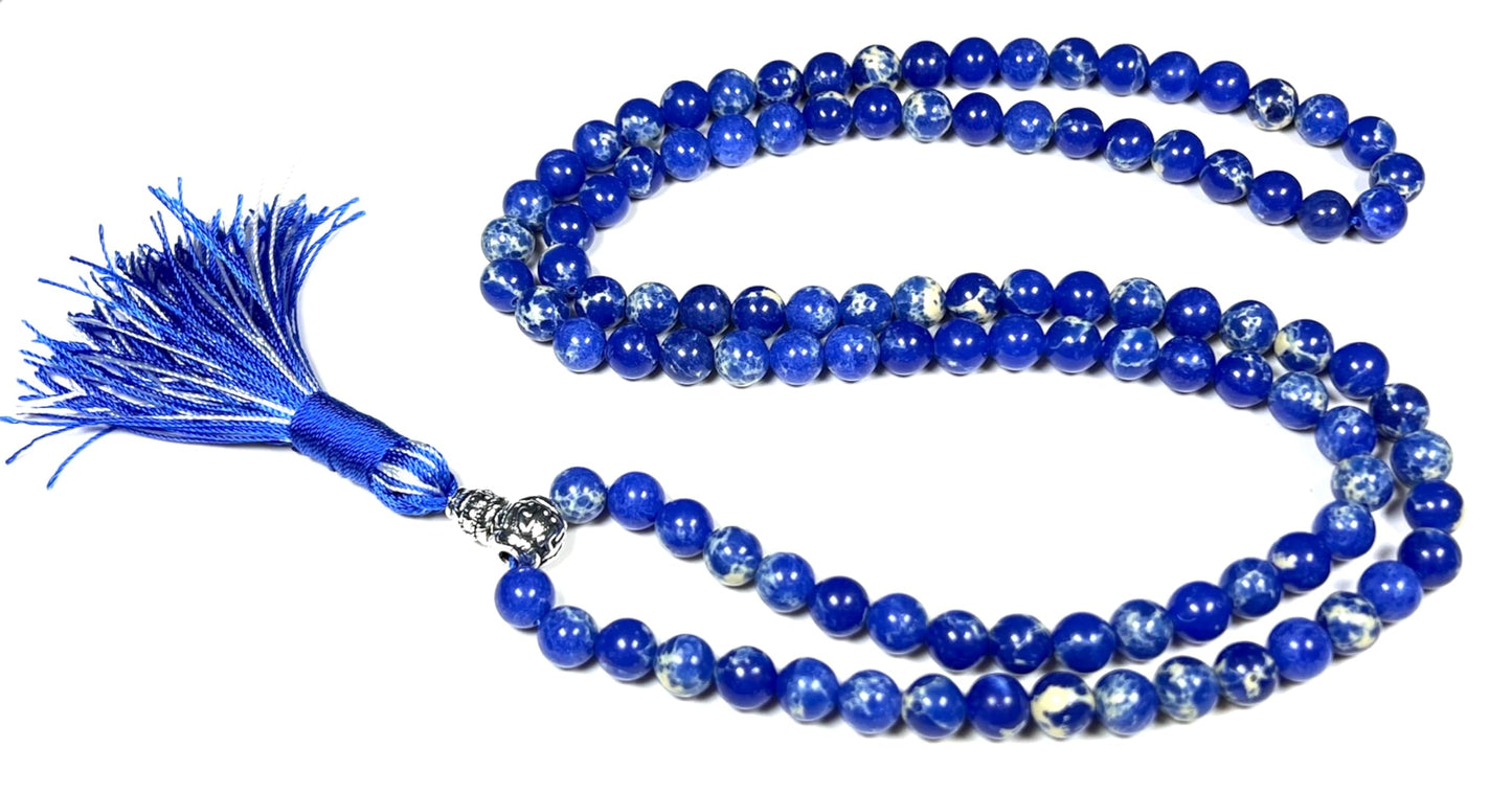 Sea Sediment Jasper Mala Beads Necklace