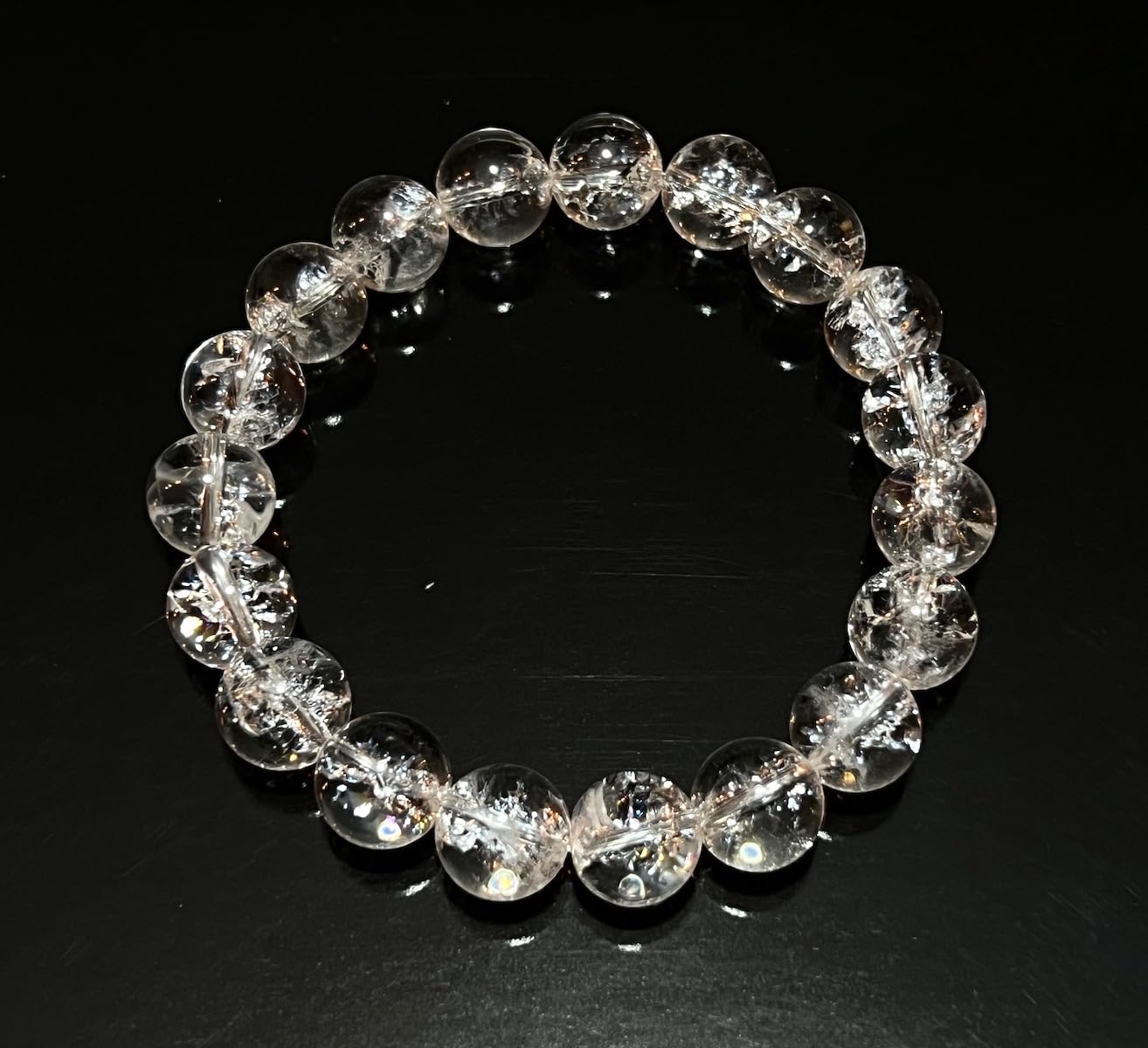 Himalayan Ice Nirvana Crystal Quartz Stretch Bracelet - 10mm AAAAA Grade - April Birthstone, Aries - Crown Chakra