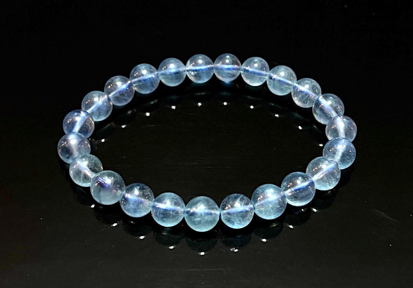 Serenity in Every Strand: Aquamarine Stretch Bracelet - March Birthstone, Pisces Astrological Sign, Throat Chakra