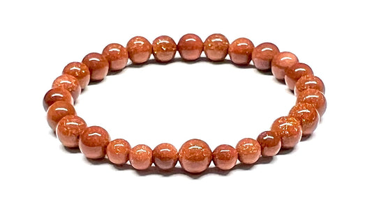 Brown Goldstone Gemstone Stretch Bracelet - Libra, Sagittarius Birthstone - Root Chakra, Sacral Chakra Association
