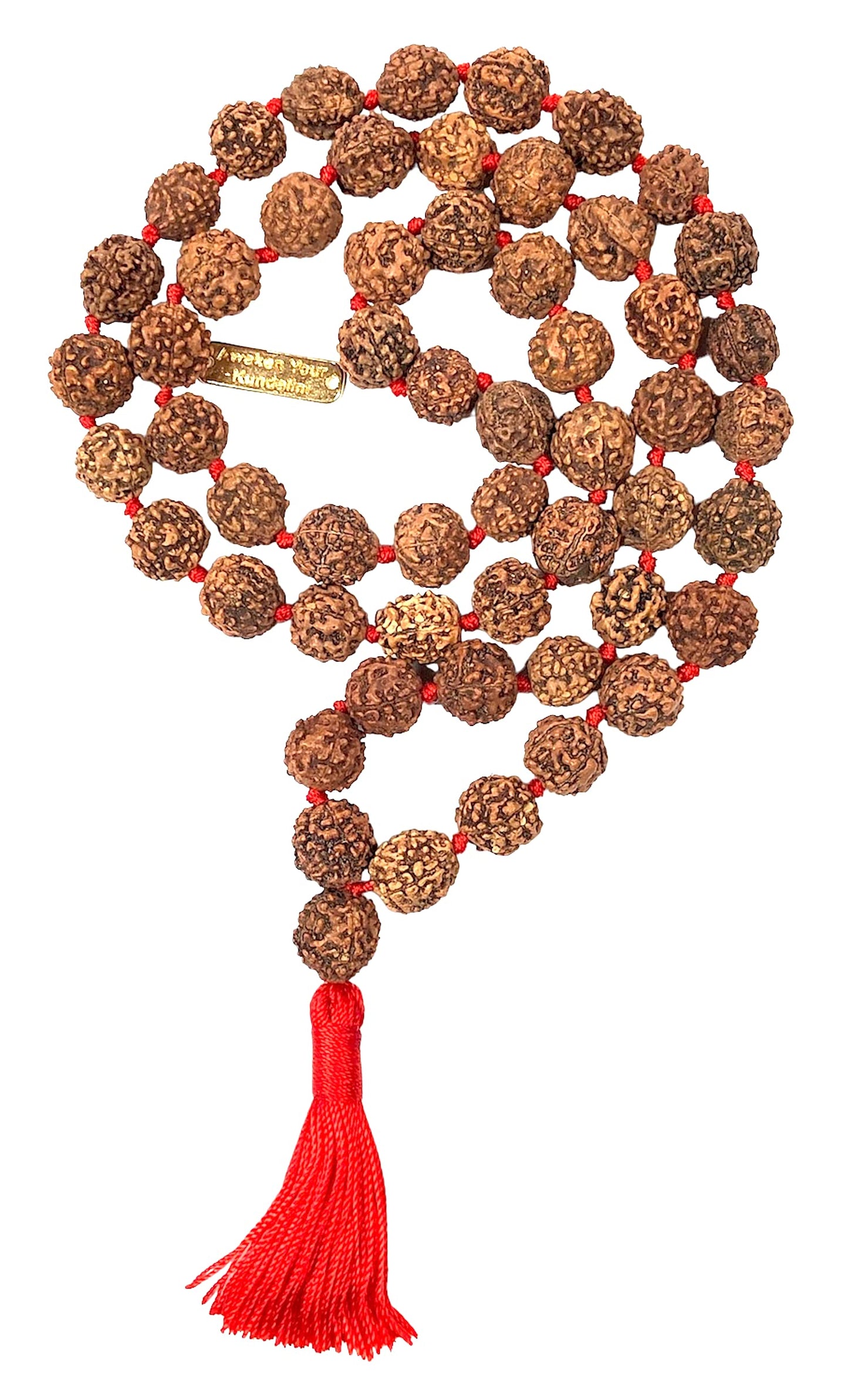 Rudraksha mala Beads necklace Rudraksh Japa 5 Mukhi ( 5 Face ) Hand Knotted Prayer Beads Sizes 6mm 8mm 10mm 12mm Energized Chakra mala w/ Pouch (12MM KNOTTED HALF MALA (54+1) BEADS)