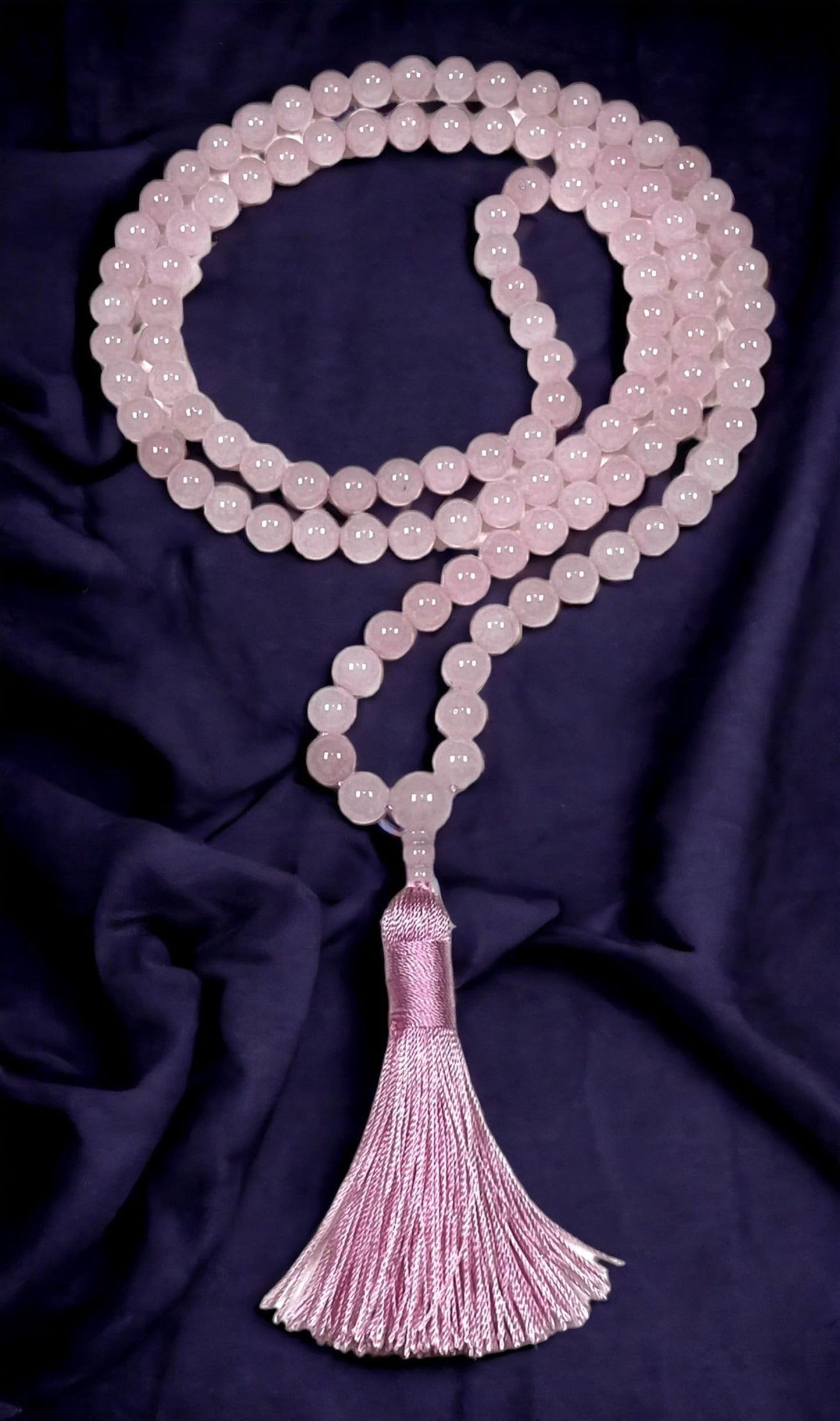 Cultivate Love & Compassion: Hand-Knotted Rose Quartz Mala Necklace (8mm 108 Beads) - Libra Birthstone & Heart Chakra Balance