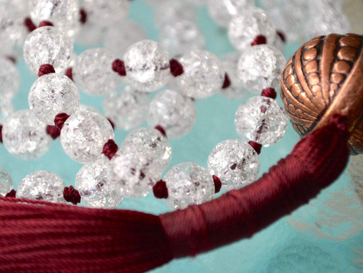 Crackled Quartz Mala Necklace | Crown Chakra | PRABHA Collection