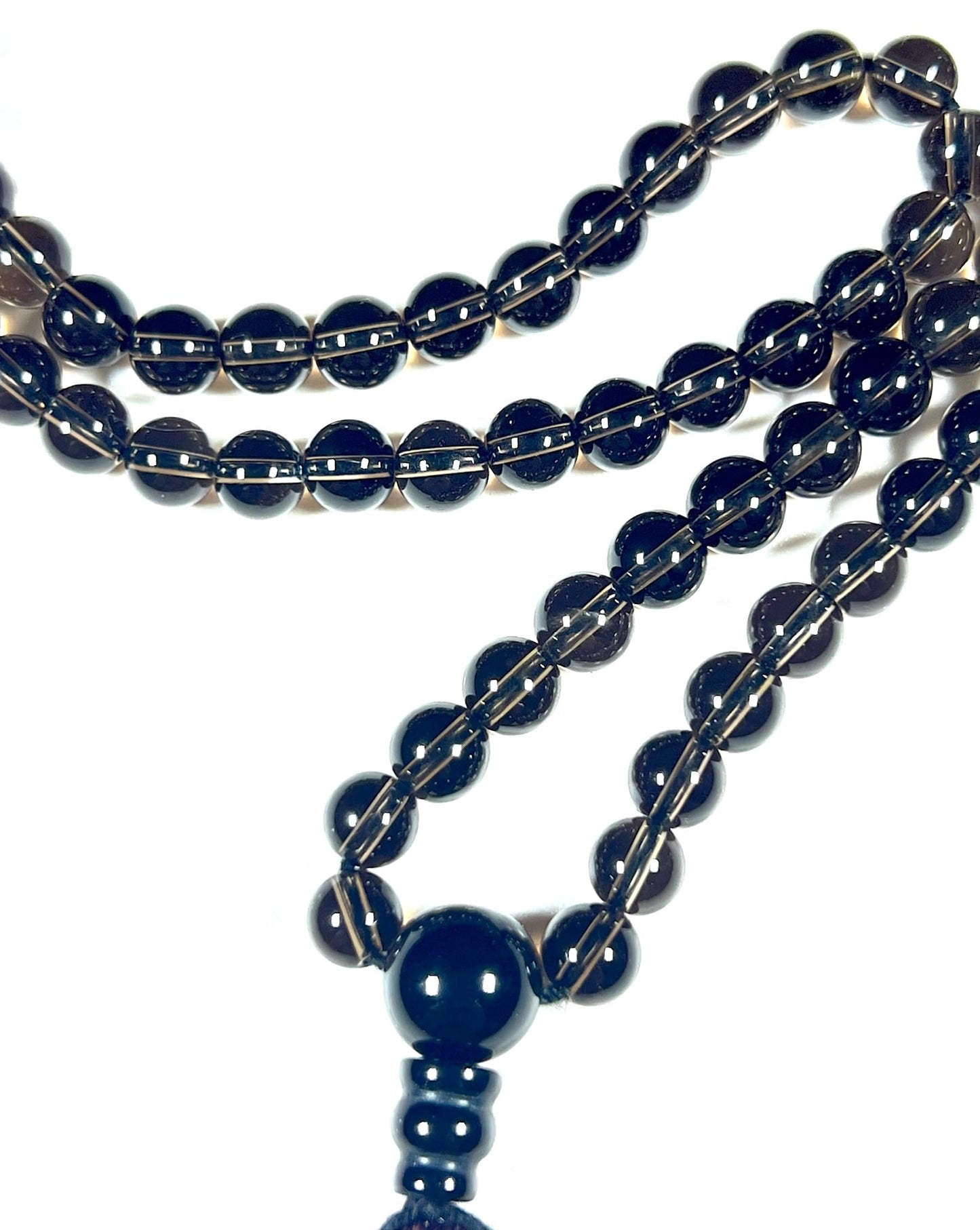Handmade Smoky Quartz Mala Beads Necklace | 6mm & 8mm 108 Beads | Hand-Knotted Spiritual Energy Beads | Capricorn Birthstone & Root Chakra Connection