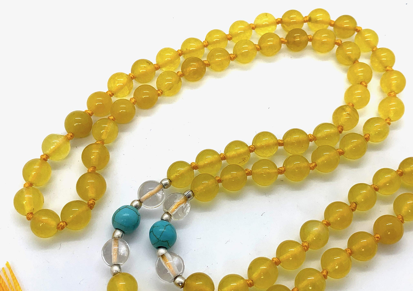 Energized 7 Chakra mala Hand Knotted 108 mala beads necklaces - Japa mala - Buddhist prayer beads - Meditation beads - Healing crystals for men women (Yellow Jade 3rd chakra Solar Plexus chakra mala)
