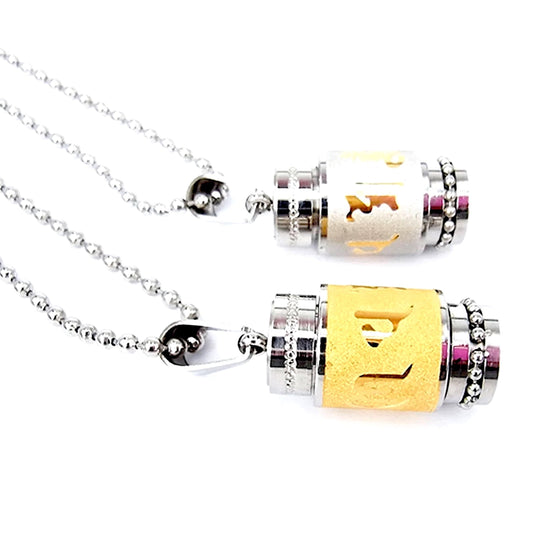 Om Mani Padme Hum Pendant | Buddhist Symbol | Stainless Steel | Pair in Golden & Silver Finish | 33.5x13mm: Hole 9x5mm