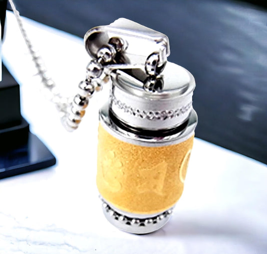 Om Mani Padme Hum Pendant | Buddhist Symbol | Stainless Steel | Pair in Golden & Silver Finish | 33.5x13mm: Hole 9x5mm