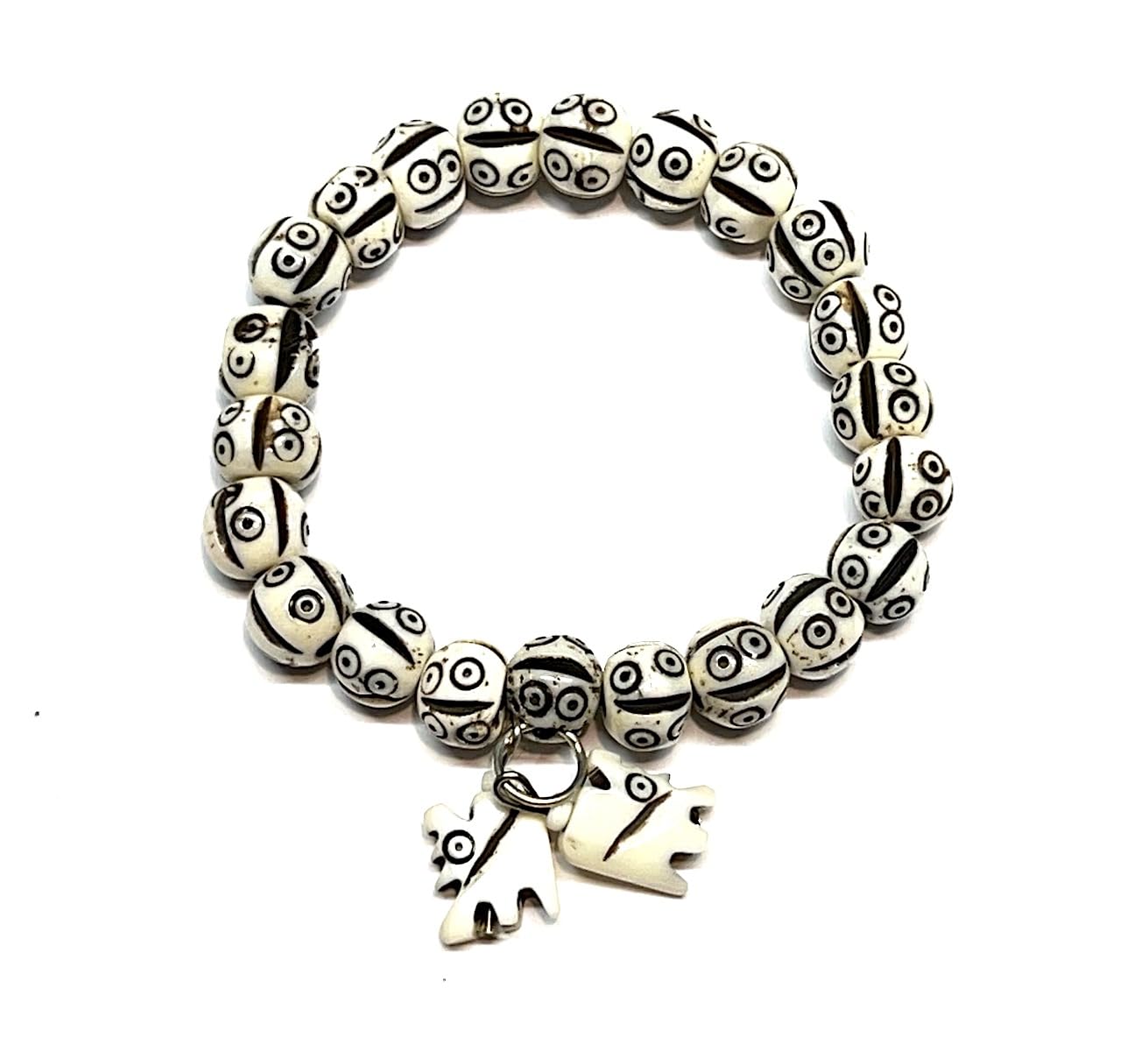 AWAKEN YOUR KUNDALINI Tibetan Yak Bone Yakbone Om Healing Bracelet (7"-8" Wrist, 10mm Beads) - Embrace Harmony & Inner Peace