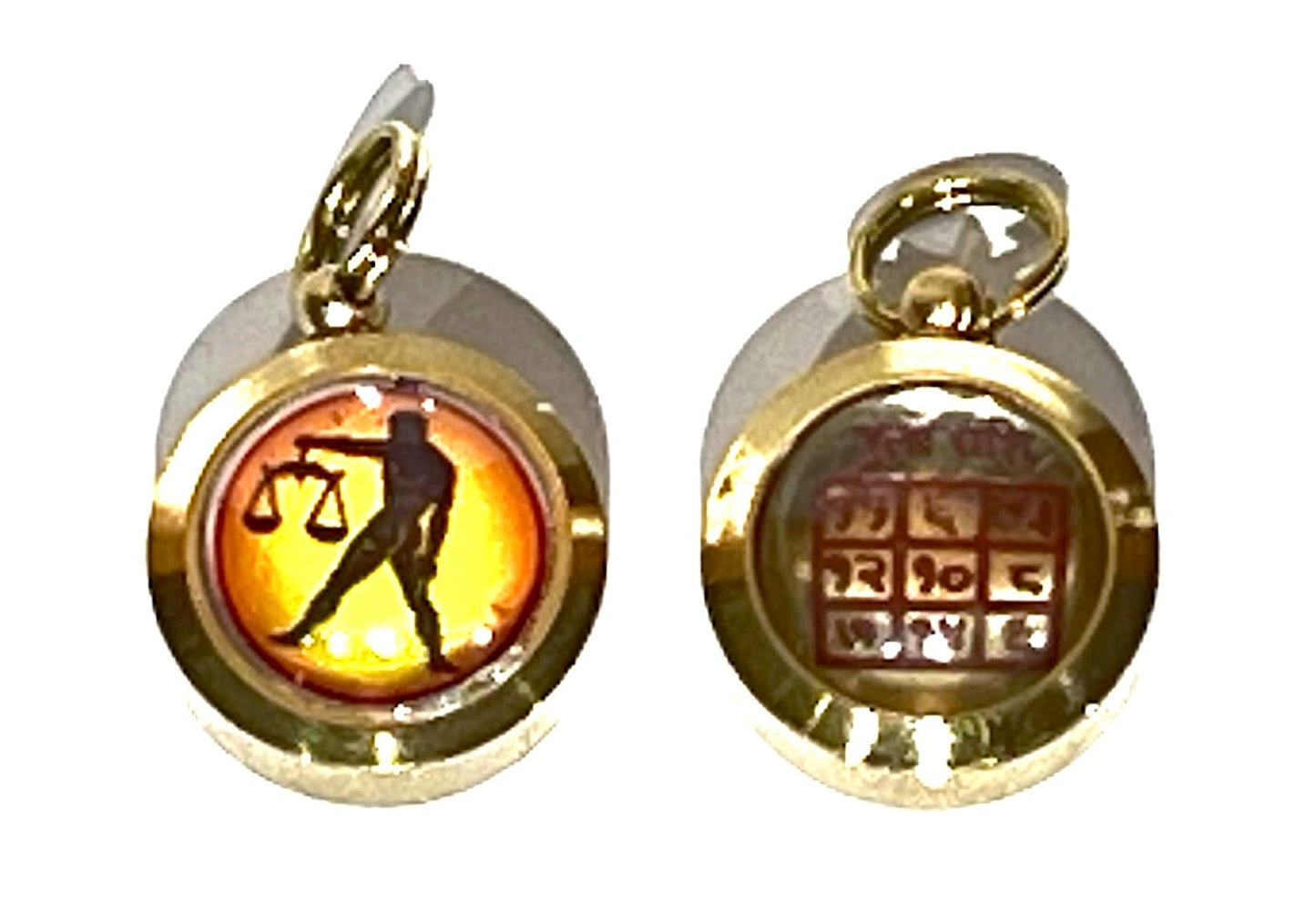 Zodiac Constellation Pendant Necklace - Sun Sign Amulet - Rashi Yantra Pendant - 3/4 Inch Brass Pendant with Zodiac Yantra
