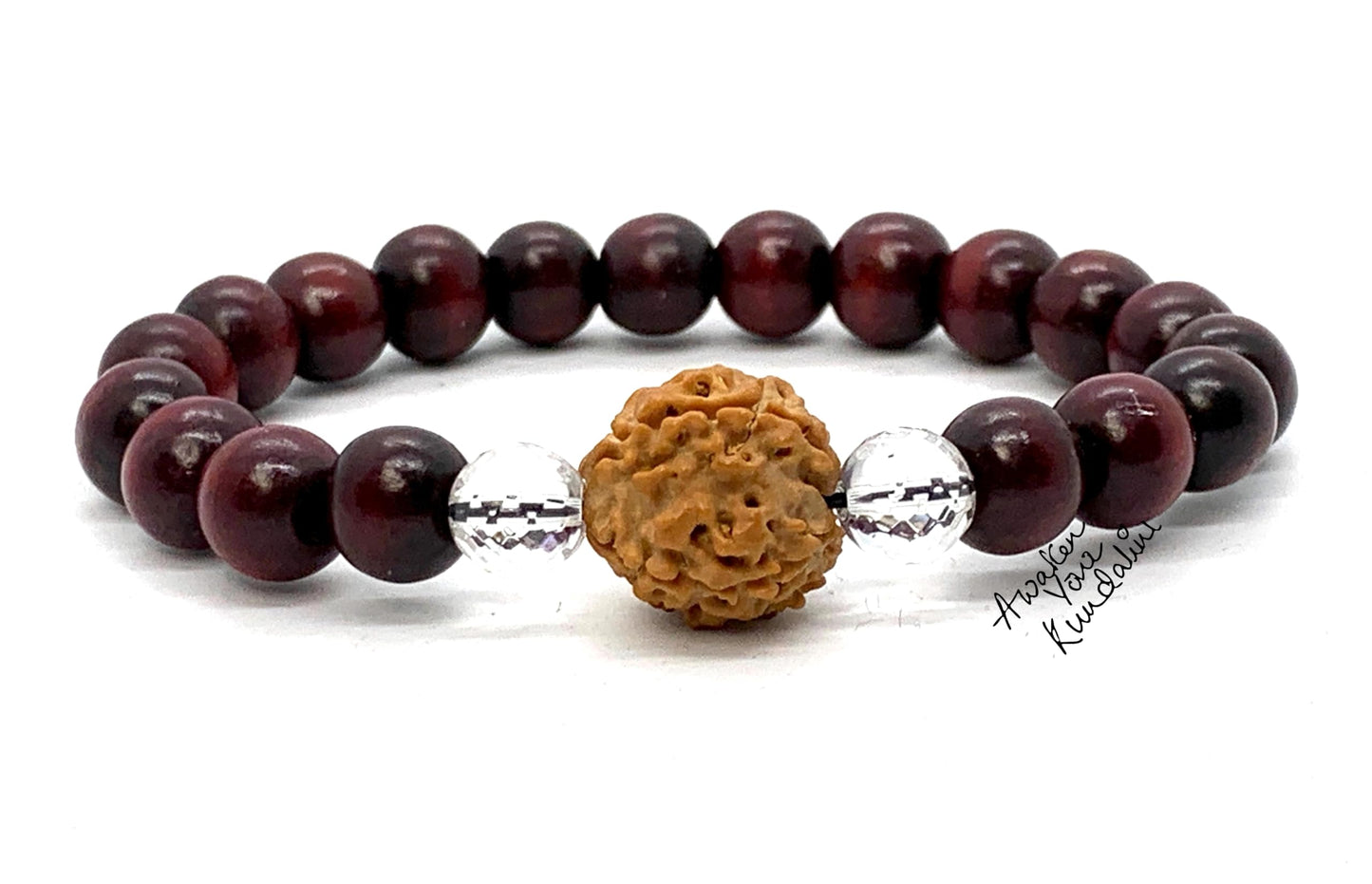 Rosewood, Quartz & 5 Mukhi Rudraksha Bracelet | ARANYA Collection