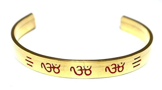 AWAKEN YOUR KUNDALINI Handcrafted Brass Bracelet with Om Inscription - Unisex, Adjustable, Spiritual Jewelry
