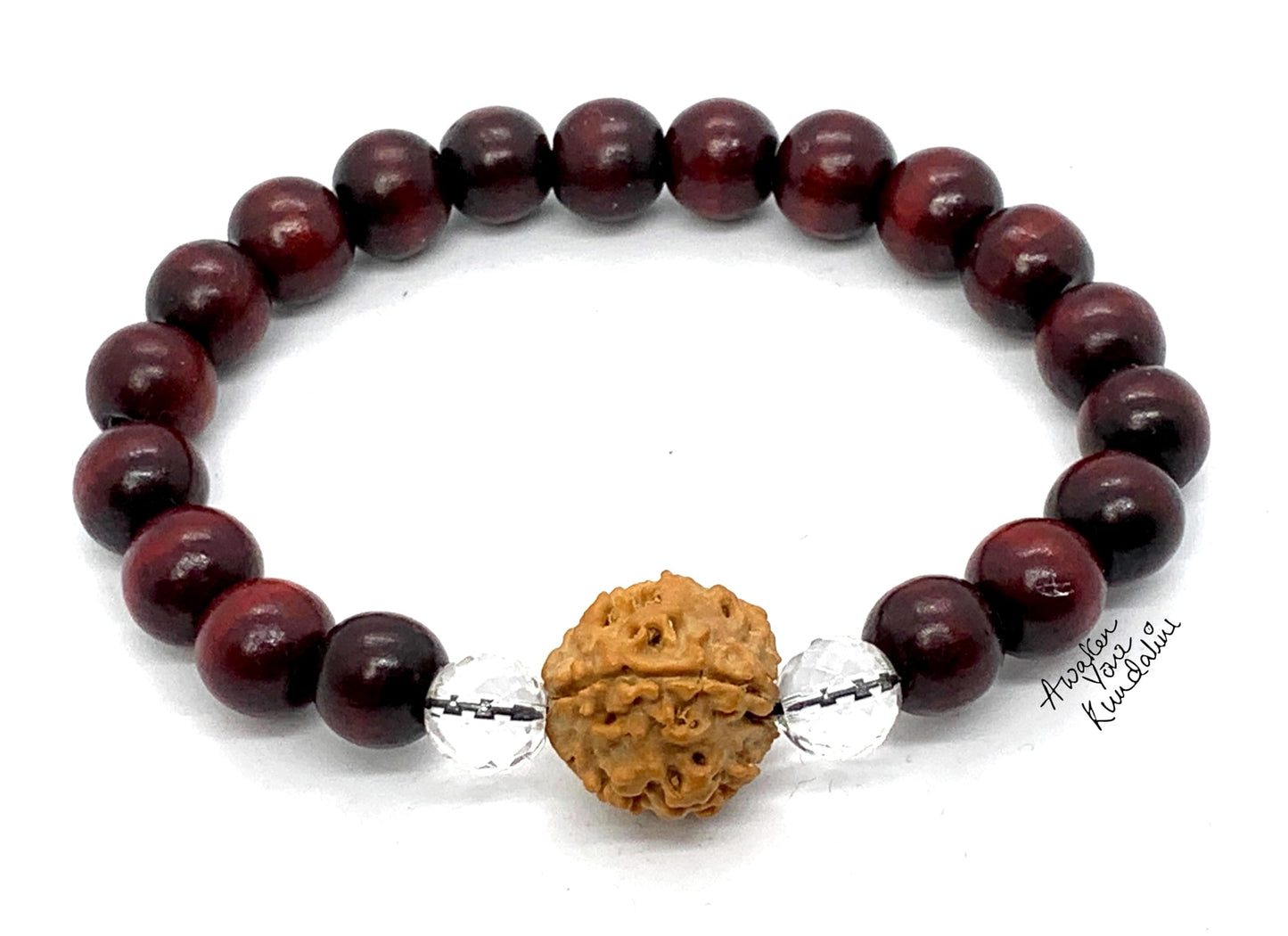 Rosewood, Quartz & 5 Mukhi Rudraksha Bracelet | ARANYA Collection