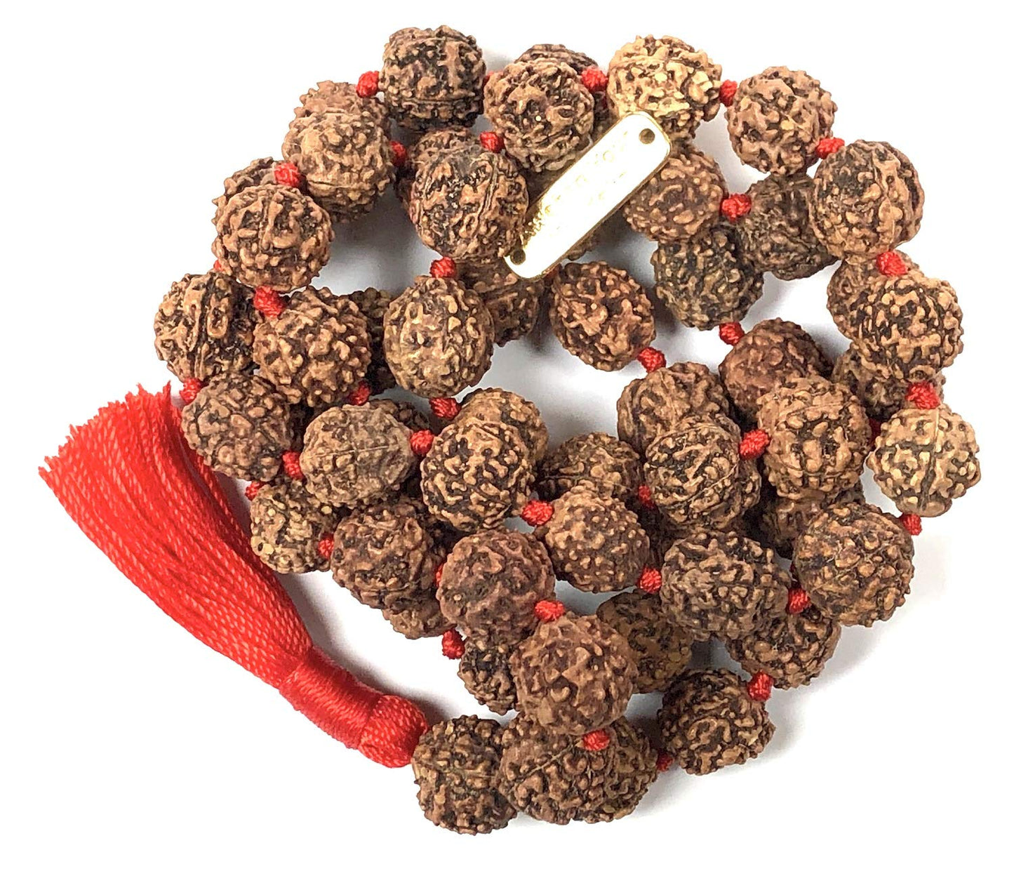 Rudraksha mala Beads necklace Rudraksh Japa 5 Mukhi ( 5 Face ) Hand Knotted Prayer Beads Sizes 6mm 8mm 10mm 12mm Energized Chakra mala w/ Pouch (12MM KNOTTED HALF MALA (54+1) BEADS)