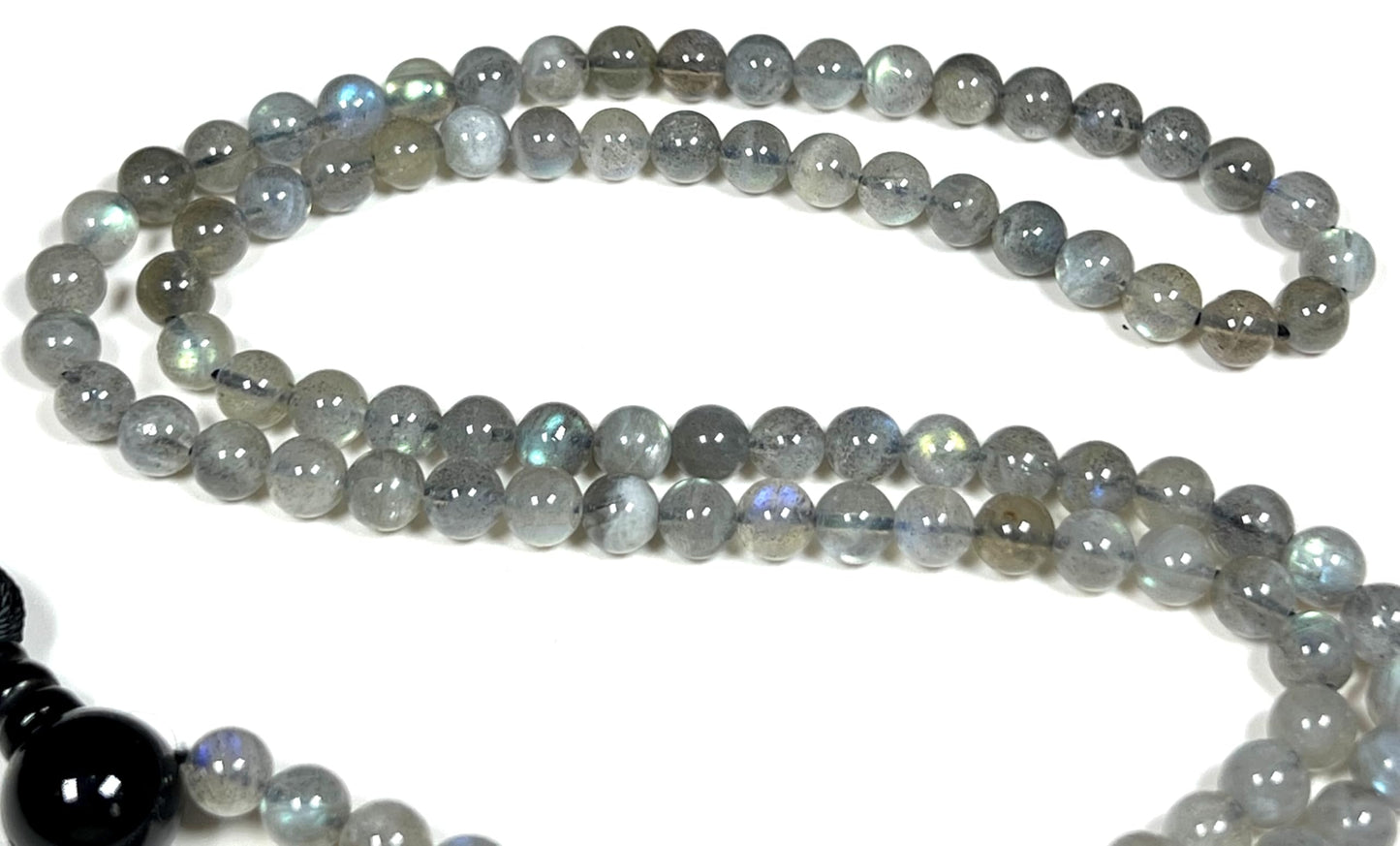 Labradorite Mala Beads Necklace | Fifth Chakra | Throat Chakra | Communication | Self Expression | Creativity in Writing | Public Speaking | Scorpio Birthstone, Zodiac Sign