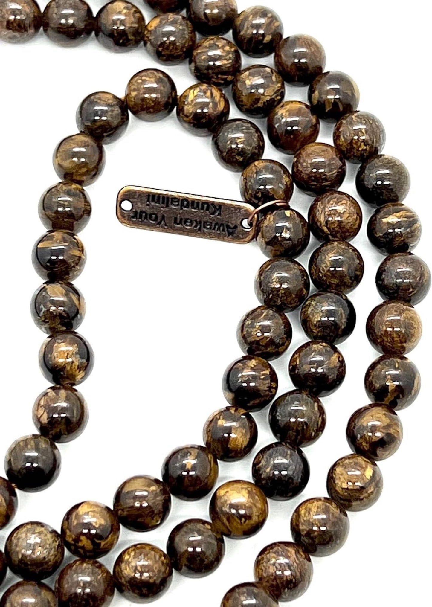 Handmade Bronzite Mala Necklace, 8mm 108 Beads, Sagittarius Birthstone, Root Chakra Healing