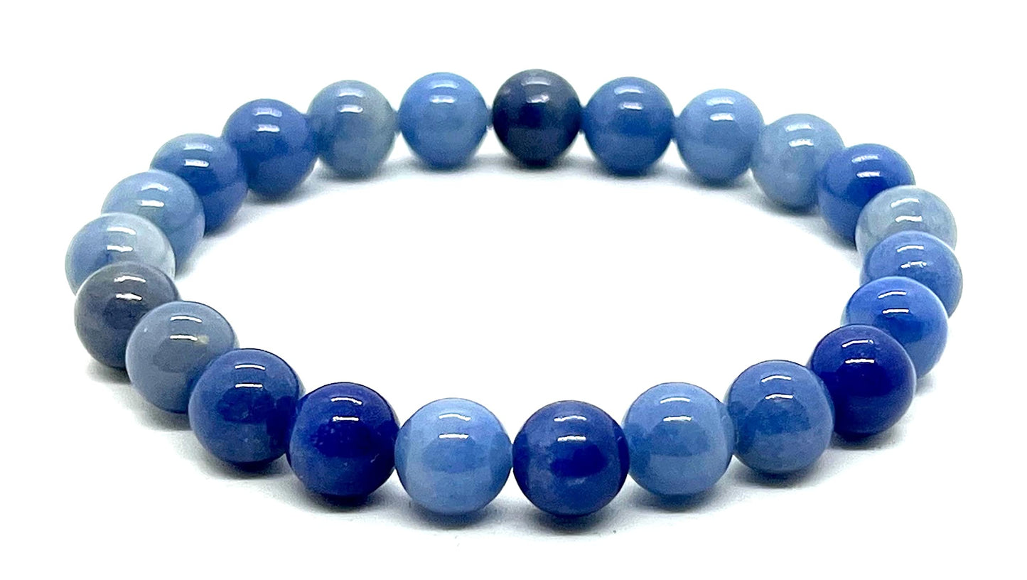 AERIS Blue Aventurine Stretch Bracelet | Calm & Clear Communication | Throat Chakra | Pisces Birthstone | 8mm Beads