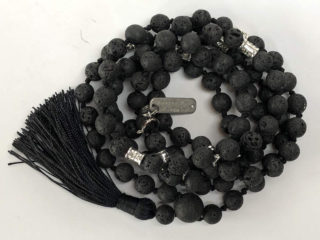 Premium Natural Lava Stone Mala 108 Beads Hand-Knotted VULCAN Collection Root Chakra Activation Volcanic Energy Spiritual Warrior Handmade USA Awaken Your Kundalini Grounding Protection
