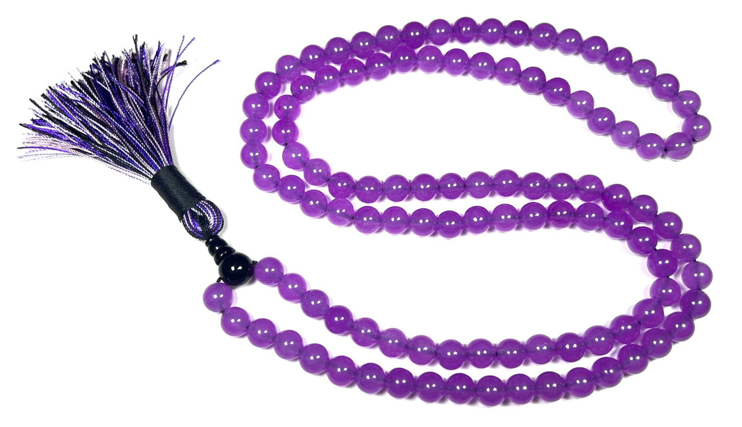 Handmade Agate Mala Beads Necklace with Black Onyx Guru Bead – 108 Beads – 8mm – Multicolor Options – Chakra Balancing & Zodiac Birthstone – Meditation Jewelry