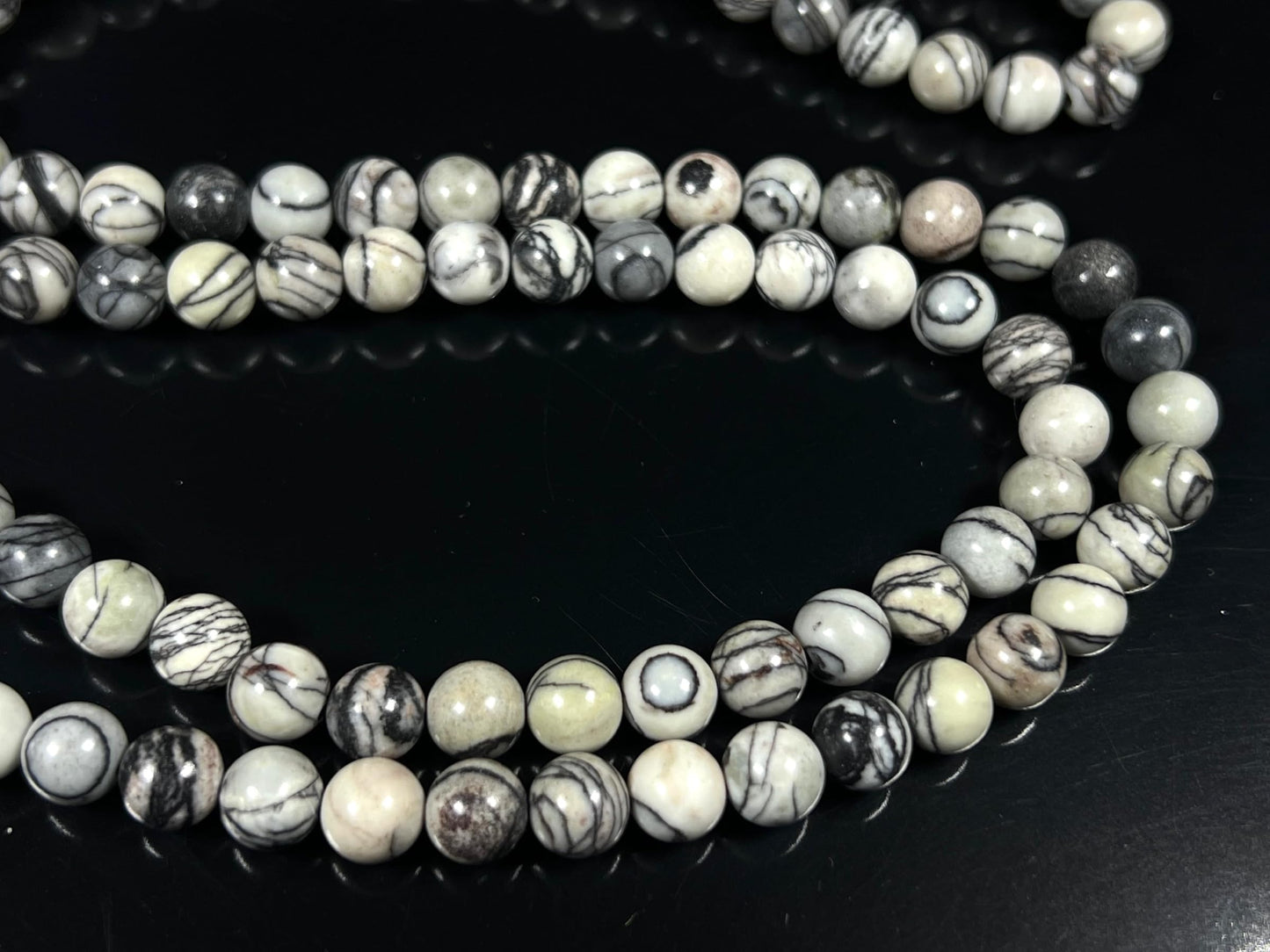 Handmade Natural Netstone Jasper Mala Beads Necklace | 8mm | 108 Beads | Earth Energy Mala | Aries Birthstone & Root Chakra