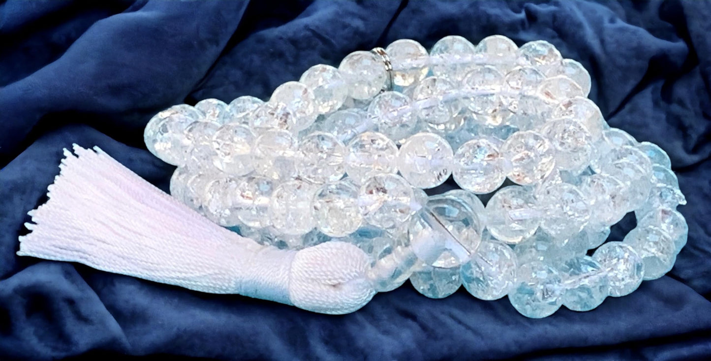 Crackled Quartz Mala Beads Necklace