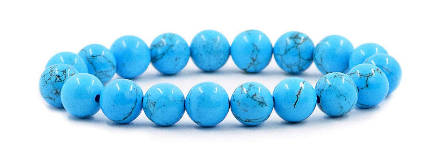 Blue Turquoise Stretch Bracelet - Birthstone for Sagittarius - Third Eye Chakra
