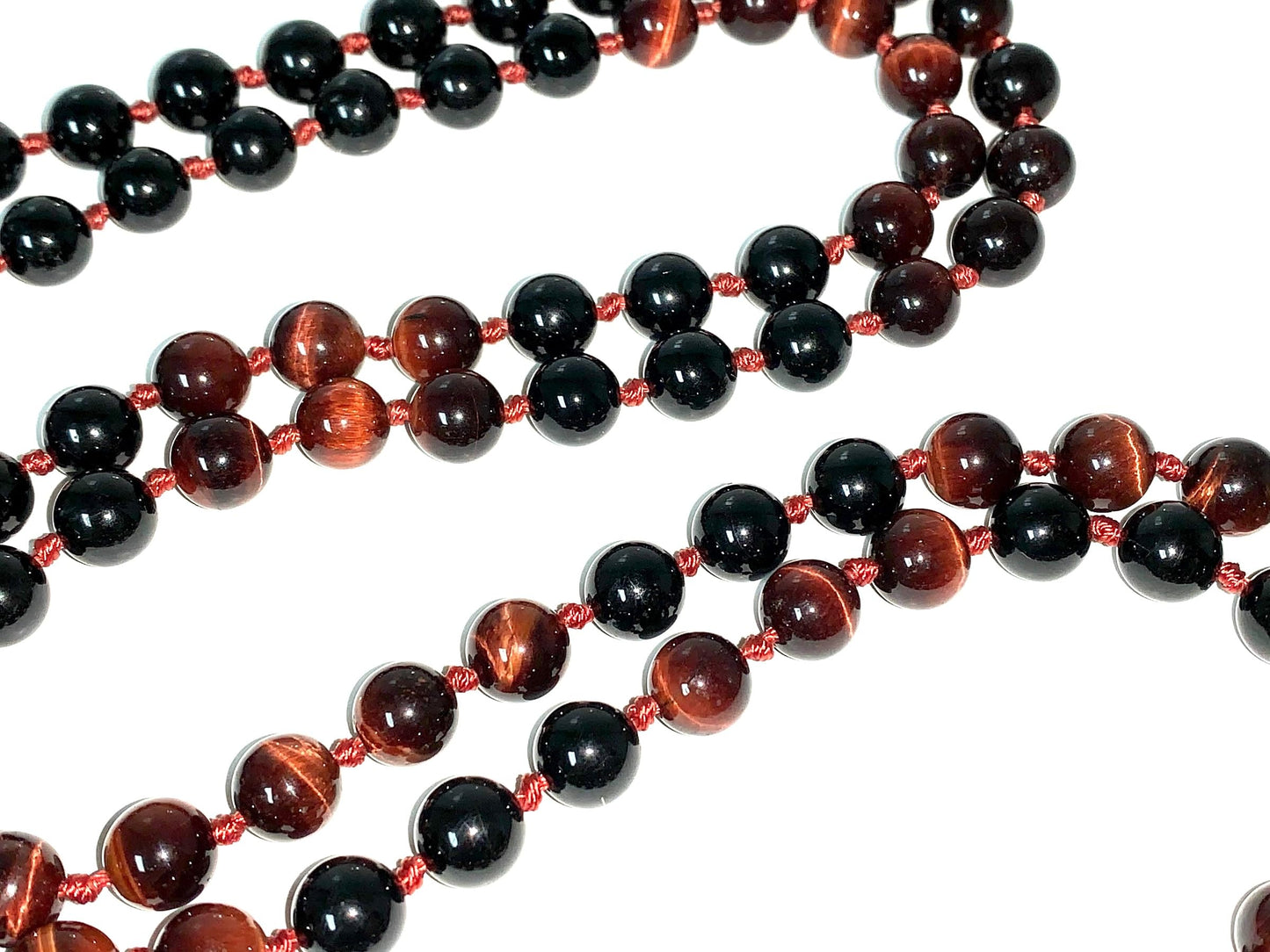 Guardian Mala – Red Tiger’s Eye & Black Tourmaline | 108 Beads | VESTA Collection