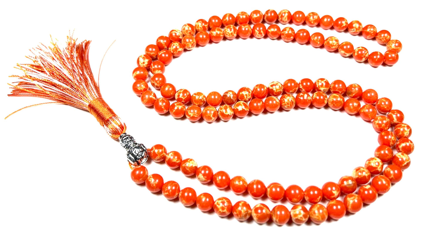 Sea Sediment Jasper Mala Beads Necklace