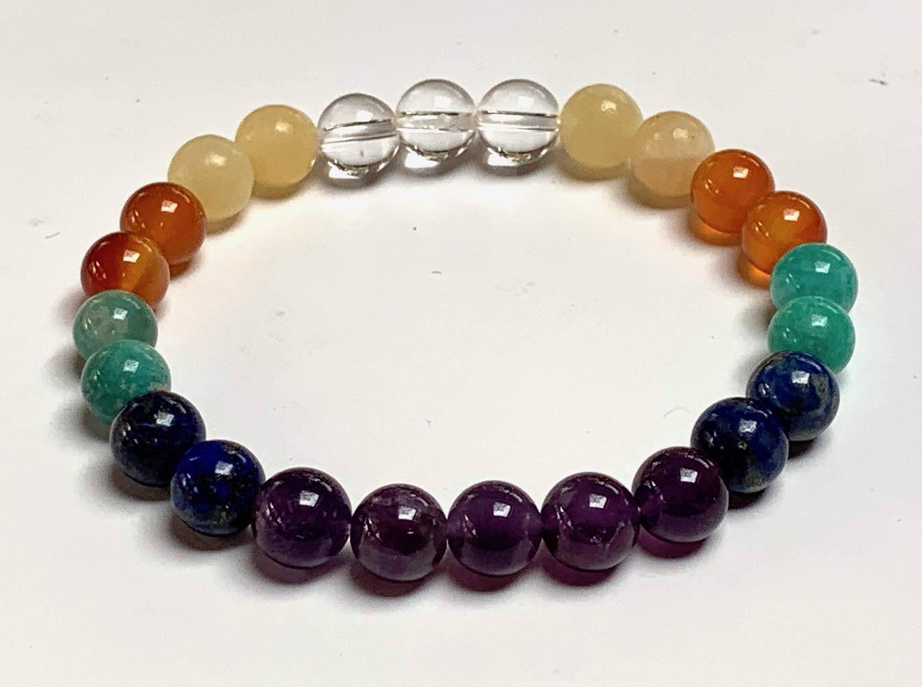 Unleash Your Inner Muse: Creativity Gemstone Bracelet (8mm) - Calcite, Lapis Lazuli, Carnelian, Clear Quartz (Crown & Sacral Chakra Alignment)
