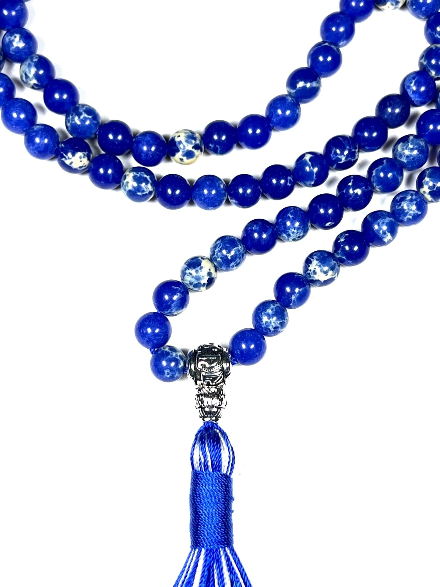 Sea Sediment Jasper Mala Beads Necklace