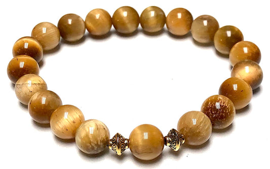 Golden Tiger's Eye Stretch Bracelet - November Birthstone for Scorpio - Solar Plexus Chakra
