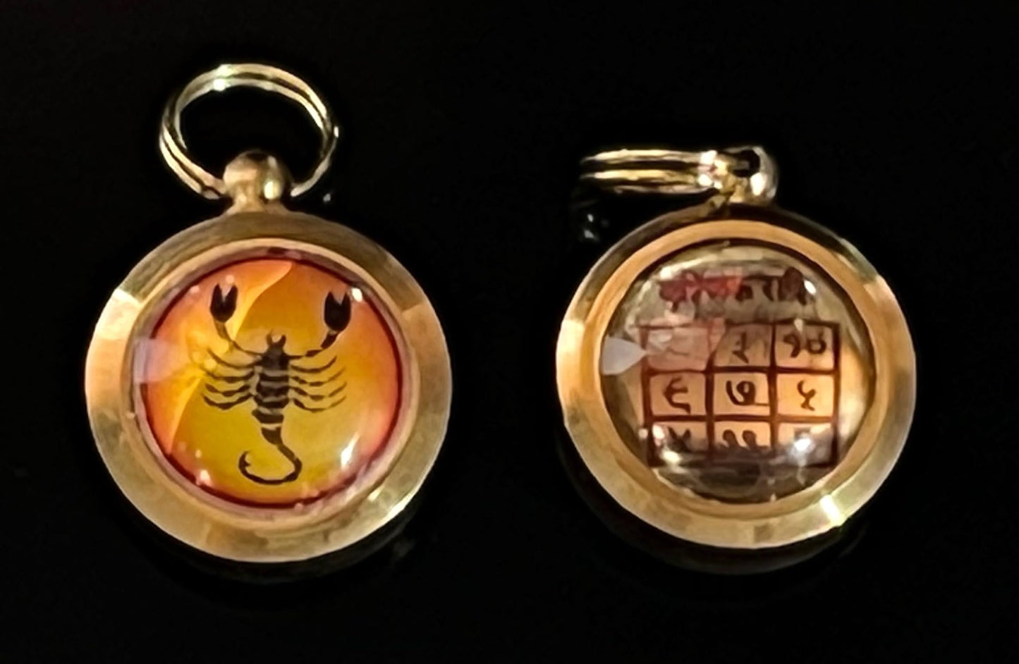 Zodiac Constellation Pendant Necklace - Sun Sign Amulet - Rashi Yantra Pendant - 3/4 Inch Brass Pendant with Zodiac Yantra