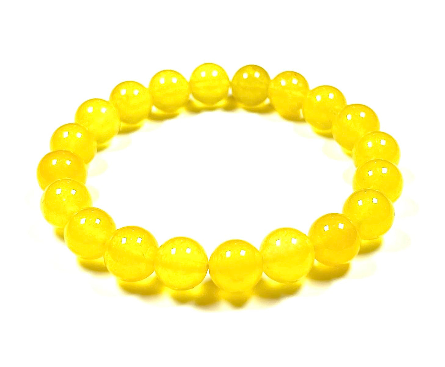 Attract Joy & Confidence: Yellow Jade Stretch Bracelet (10mm Beads) - Leo Birthstone & Solar Plexus Chakra Balance