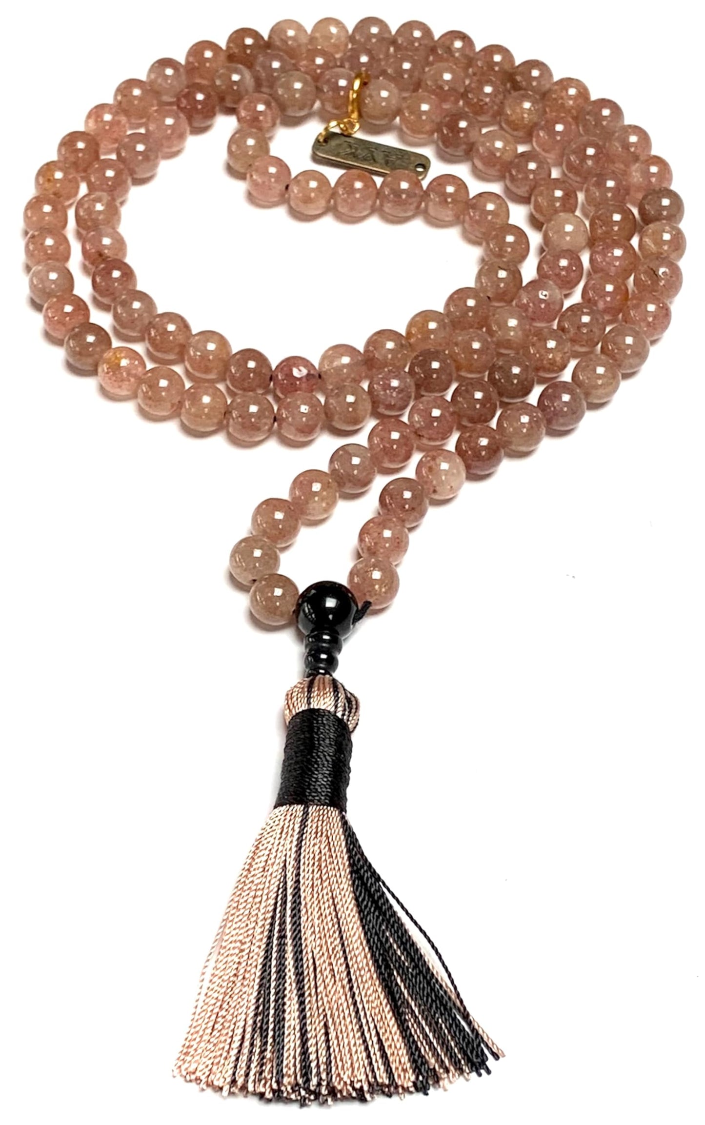 Awaken Your Kundalini Crystals Mala Beads Necklace Reiki healing stones Blessed & Energized Handmade 108 Buddhist Prayer Beads - Comes w/Velvet Pouch (Strawberry Quartz, 8 mm)