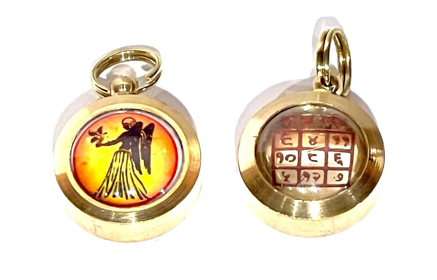 Zodiac Constellation Pendant Necklace - Sun Sign Amulet - Rashi Yantra Pendant - 3/4 Inch Brass Pendant with Zodiac Yantra