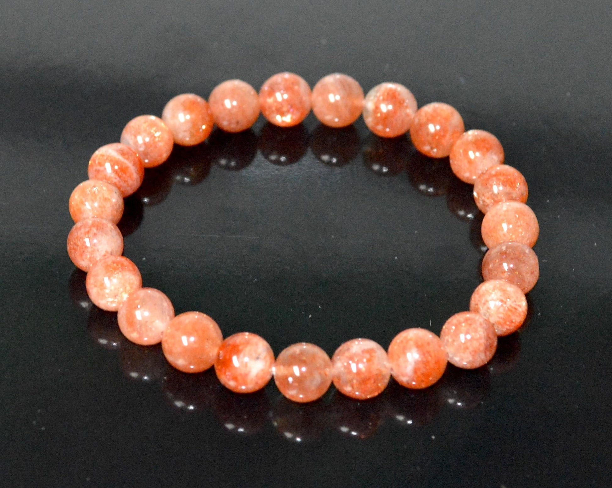 Sunstone Stretch Bracelet Gift Packaging 8mm Beads ADITYA Collection Leo Birthstone Solar Plexus Chakra Healing Jewelry Handmade USA Natural Stone Protection Abundance Meditation Confidence Empowerment Leadership AYK