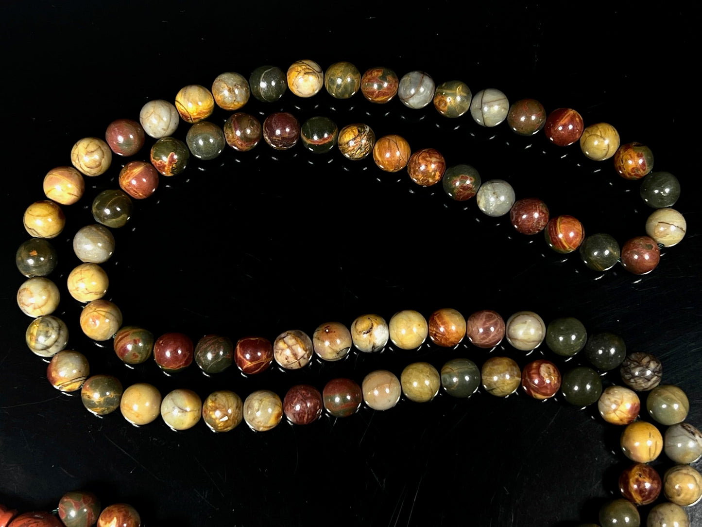Natural Rhyolite Mala Beads Necklace - AAA Grade 8mm, 108 Beads – Sacred Meditation & Yoga Prayer Beads – Taurus Birthstone & Heart Chakra Energy Beads