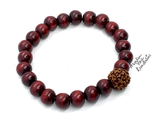 Rosewood Bracelet with 7 Mukhi Rudraksha | ARANYA Collection